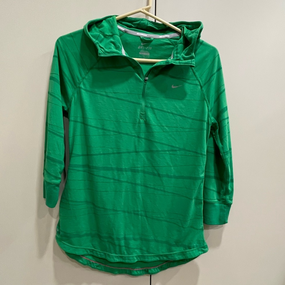 Nike Green Hooded Quarter-Zip Sweatshirt